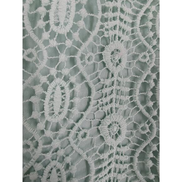 Francescas Women Sz L Knee Length Cap Sleeve Dress Light Teal Crochet Top A Line - Picture 3 of 6